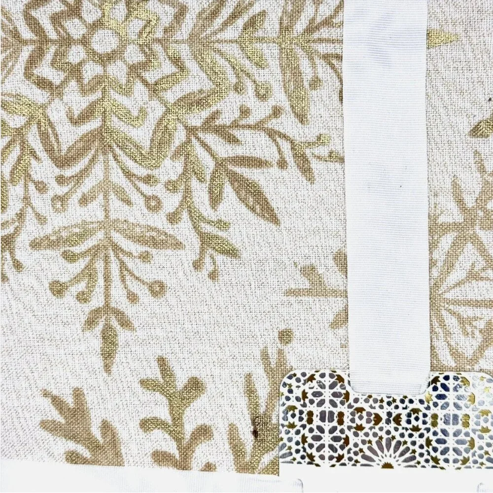 Cynthia Rowley Ornate Gold Snowflake Tablecloth 60x120 Sparkle Christmas Holiday
